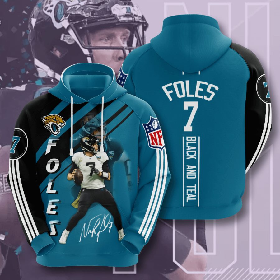 Sportswearmerch Jacksonville Jaguars NFL Nick Foles Teal Black Stripes Personalized Hoodie For Fan