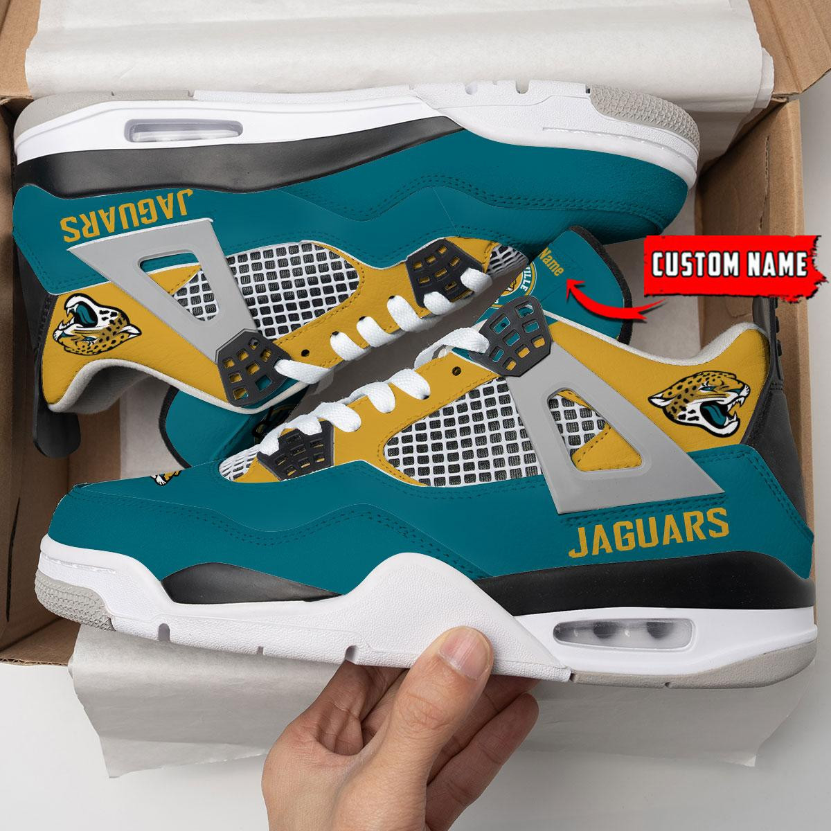 Sportswearmerch Jacksonville Jaguars NFL Personalized Air Jordan 4 SnAJ4 Sneakers Shoes For Men And Women