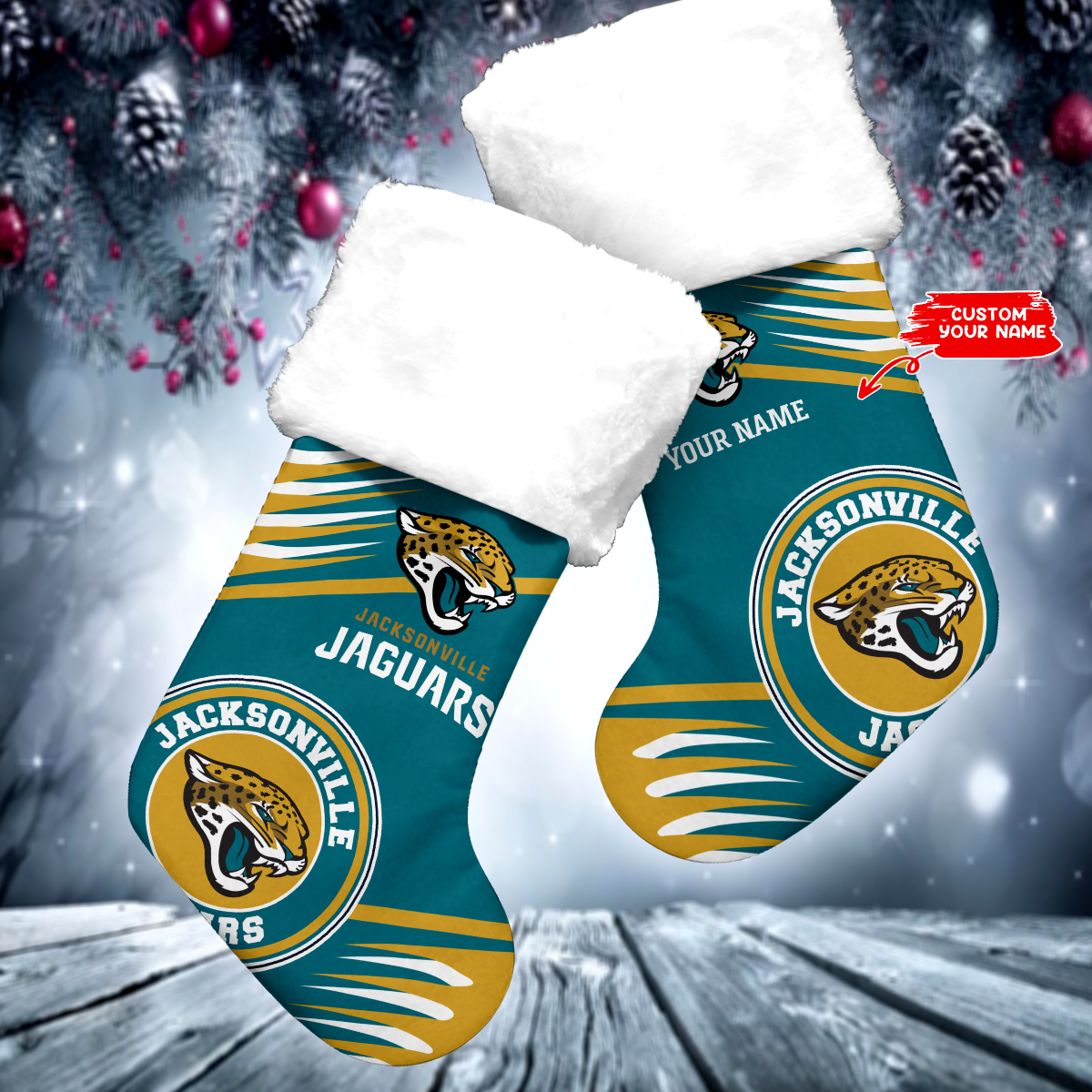 Sportswearmerch Jacksonville Jaguars NFL Personalized Christmas Socks For Fan