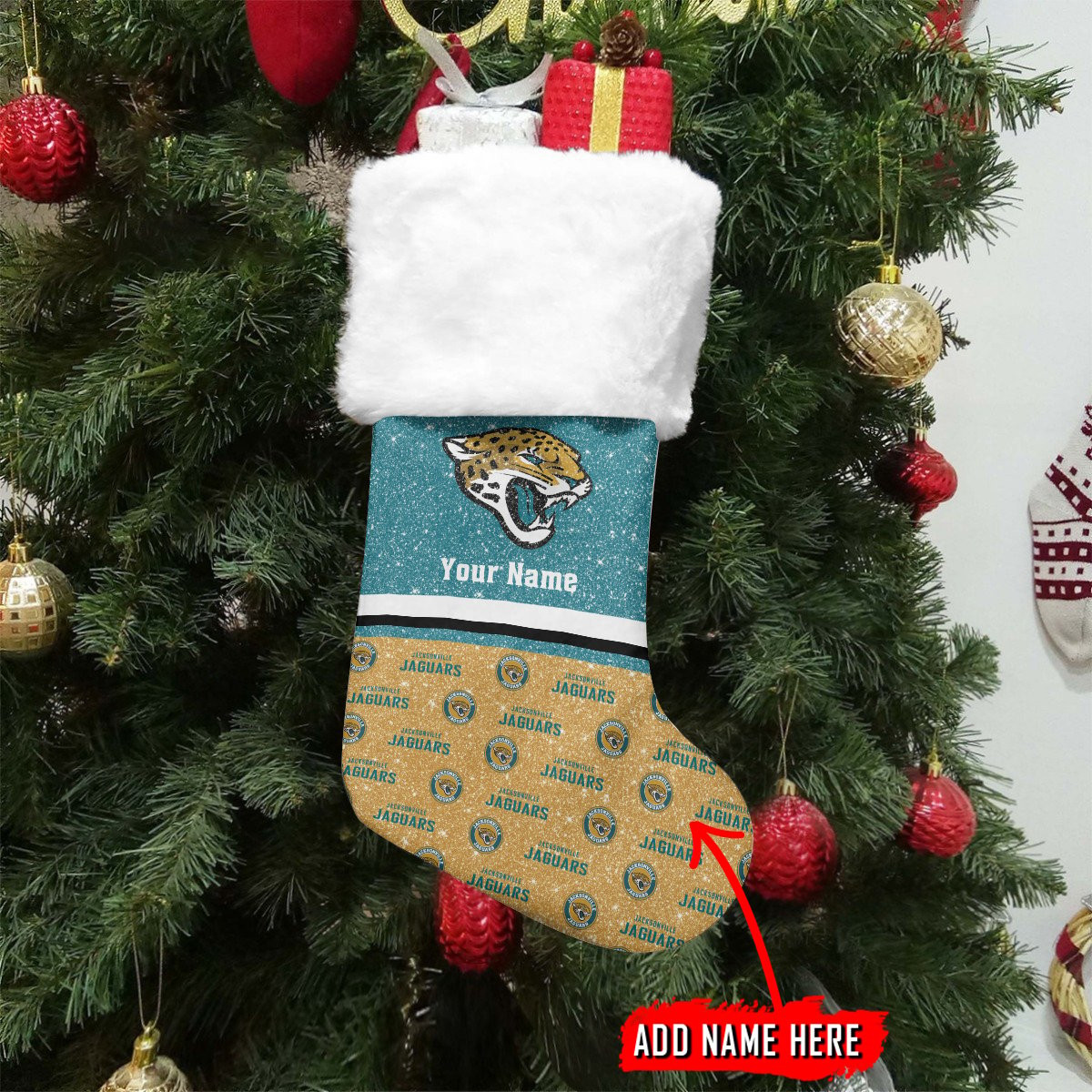 Sportswearmerch Jacksonville Jaguars NFL Personalized Christmas Socks For Fan
