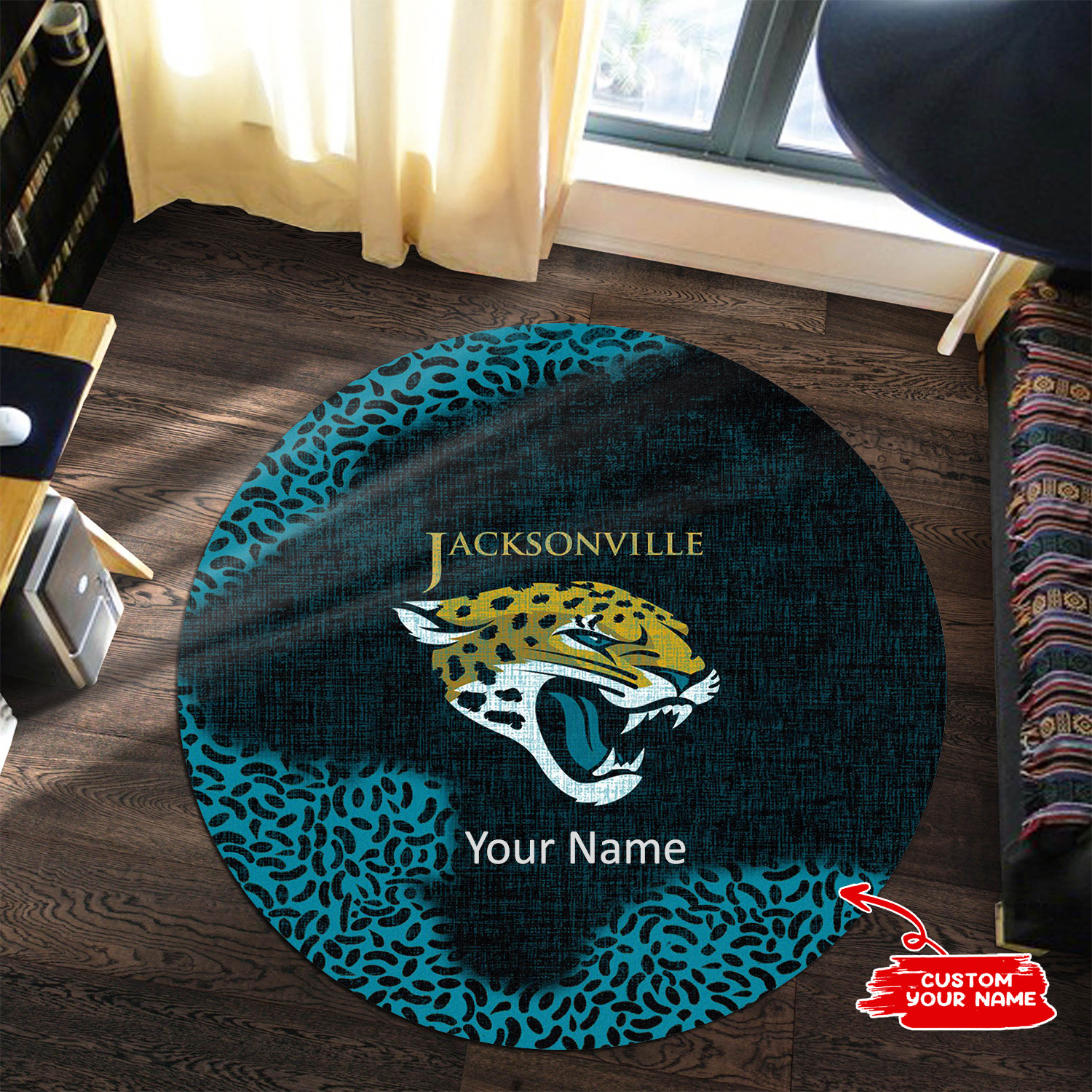 Sportswearmerch Jacksonville Jaguars NFL Personalized Round Rug For Fan