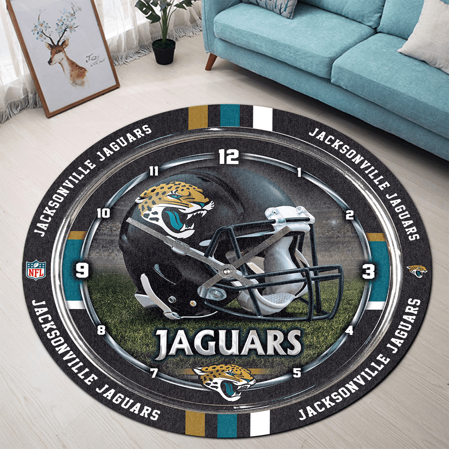Sportswearmerch Jacksonville Jaguars NFL Personalized Round Rug For Fan
