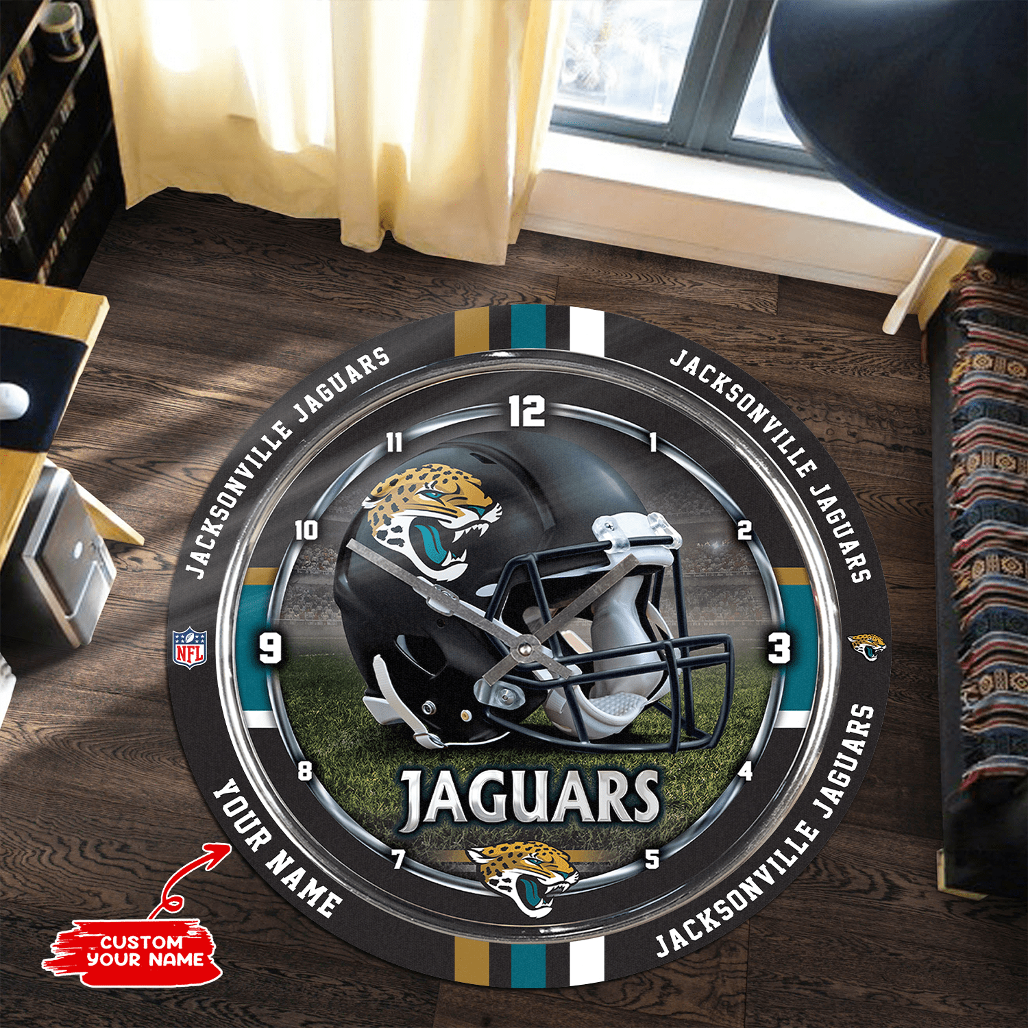 Sportswearmerch Jacksonville Jaguars NFL Personalized Round Rug For Fan