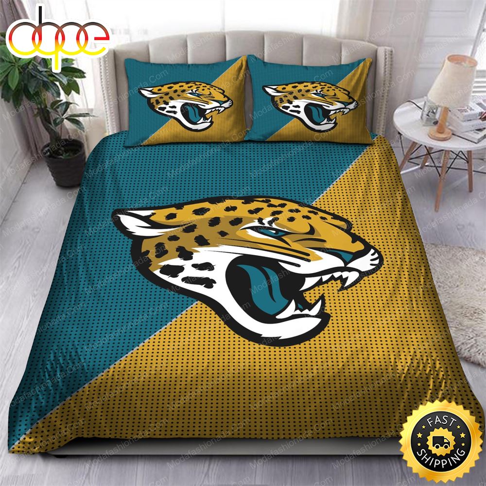 Sportswearmerch Jacksonville Jaguars NFL Teal Gold Bedding Set For Fan