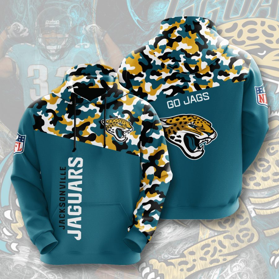 Sportswearmerch Jacksonville Jaguars NFL Teal Gold Camo Personalized Hoodie For Fan