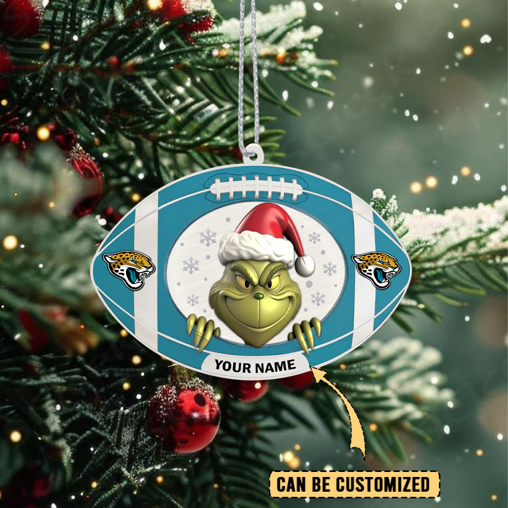 Sportswearmerch Jacksonville Jaguars NFL The Grinch x Christmas Acrylic Ornament Gift For Fan