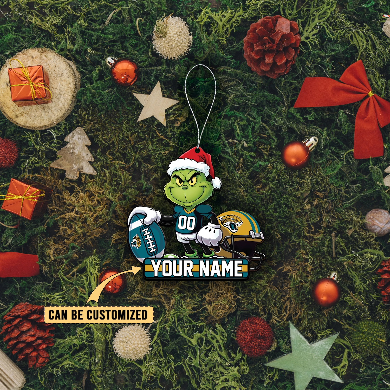 Sportswearmerch Jacksonville Jaguars NFL The Grinch x Christmas Acrylic Ornament Gift For Fan