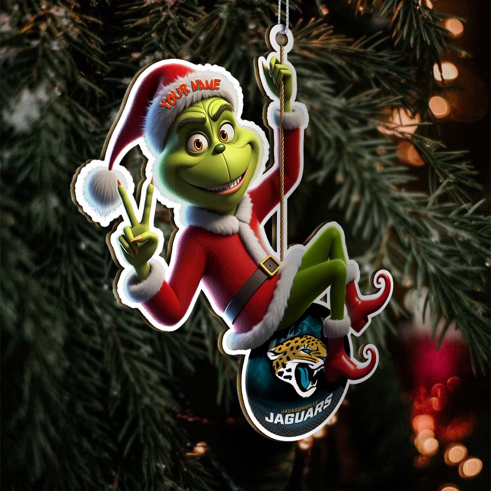 Sportswearmerch Jacksonville Jaguars NFL The Grinch x Christmas Acrylic Ornament Gift For Fan