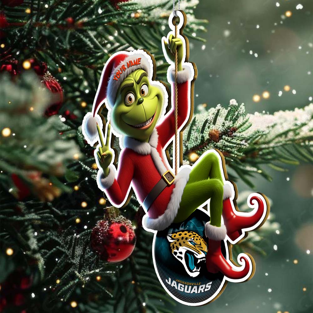 Sportswearmerch Jacksonville Jaguars NFL The Grinch x Christmas Acrylic Ornament Gift For Fan