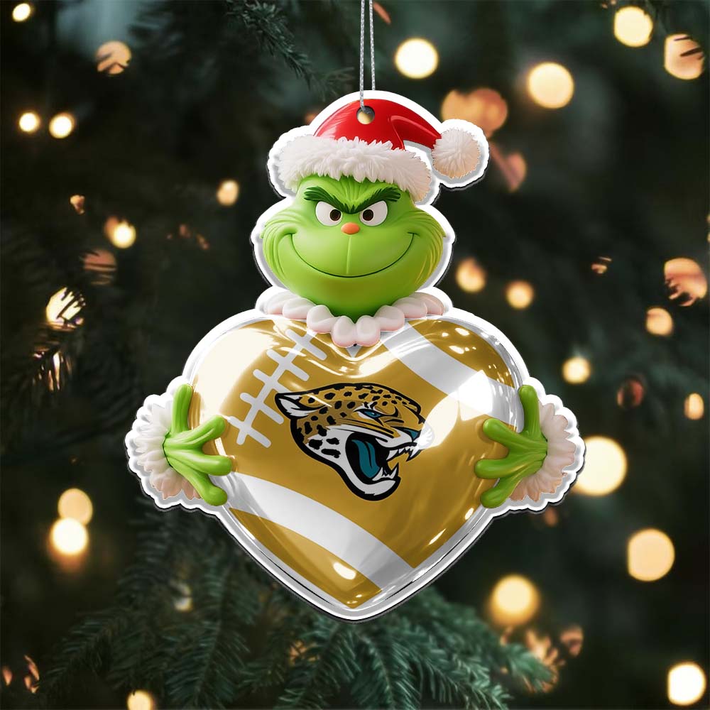 Sportswearmerch Jacksonville Jaguars NFL The Grinch x Christmas Acrylic Ornament Gift For Fan