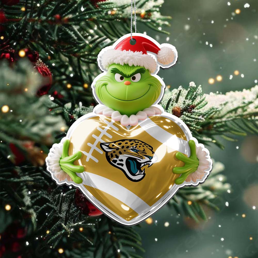 Sportswearmerch Jacksonville Jaguars NFL The Grinch x Christmas Acrylic Ornament Gift For Fan