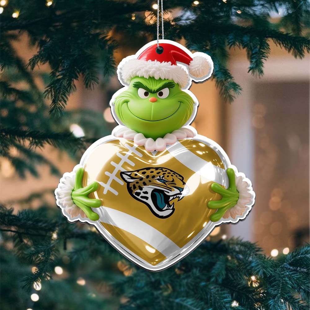 Sportswearmerch Jacksonville Jaguars NFL The Grinch x Christmas Acrylic Ornament Gift For Fan