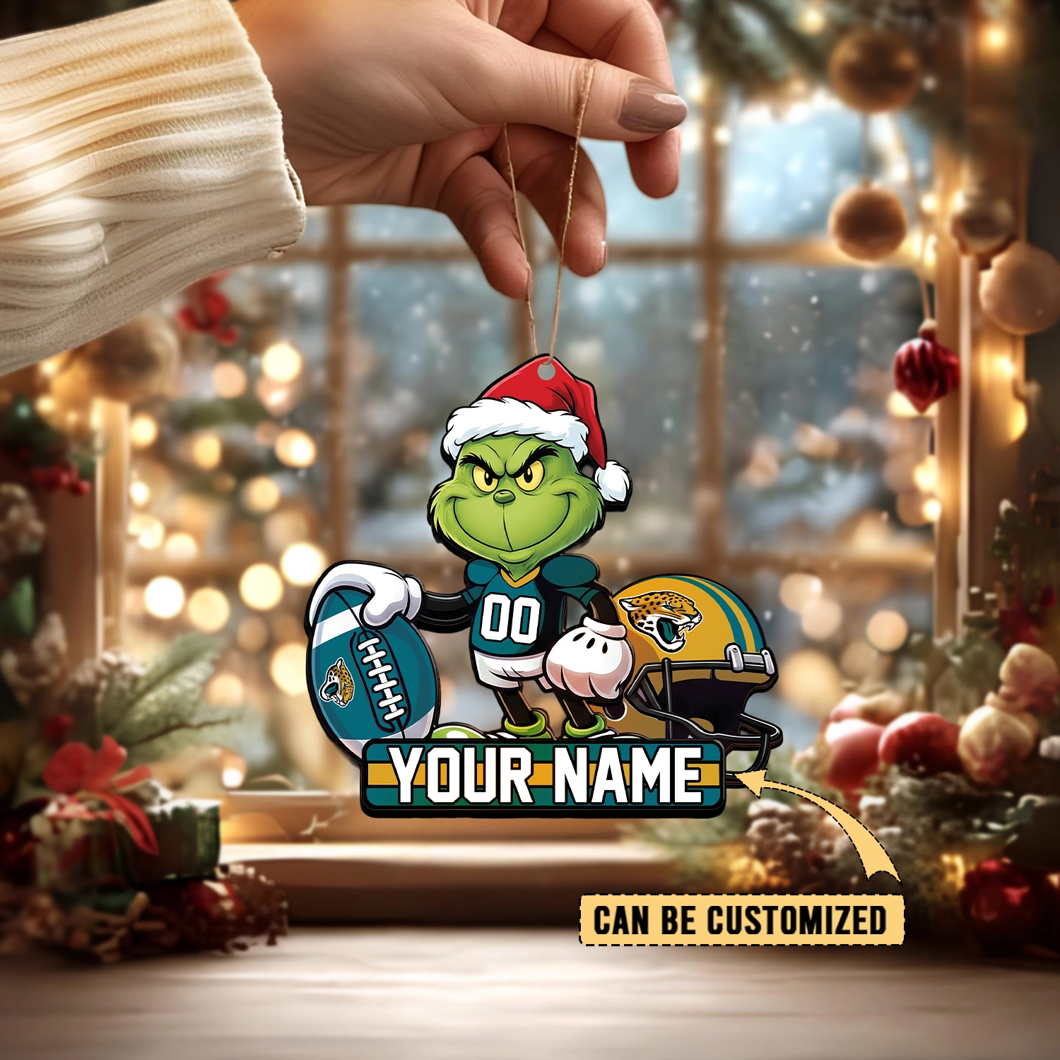 Sportswearmerch Jacksonville Jaguars NFL The Grinch x Christmas Acrylic Ornament Gift For Fan