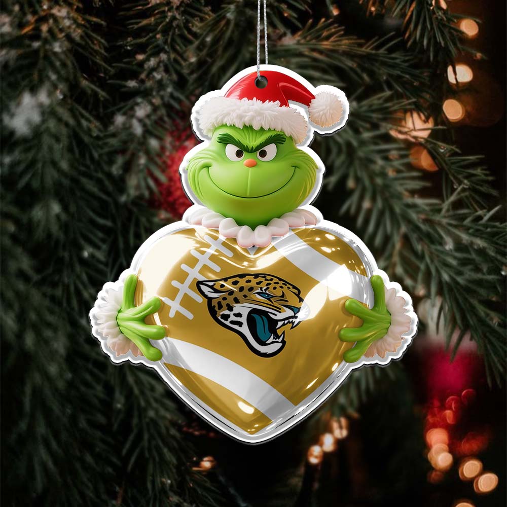 Sportswearmerch Jacksonville Jaguars NFL The Grinch x Christmas Acrylic Ornament Gift For Fan