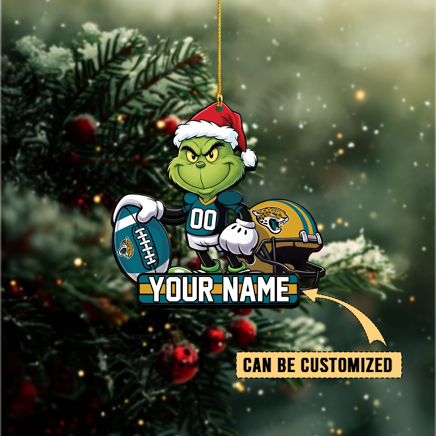 Sportswearmerch Jacksonville Jaguars NFL The Grinch x Christmas Acrylic Ornament Gift For Fan