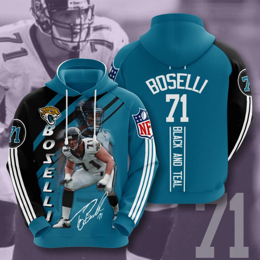 Sportswearmerch Jacksonville Jaguars NFL Tony Boselli Teal Black Stripes Personalized Hoodie For Fan