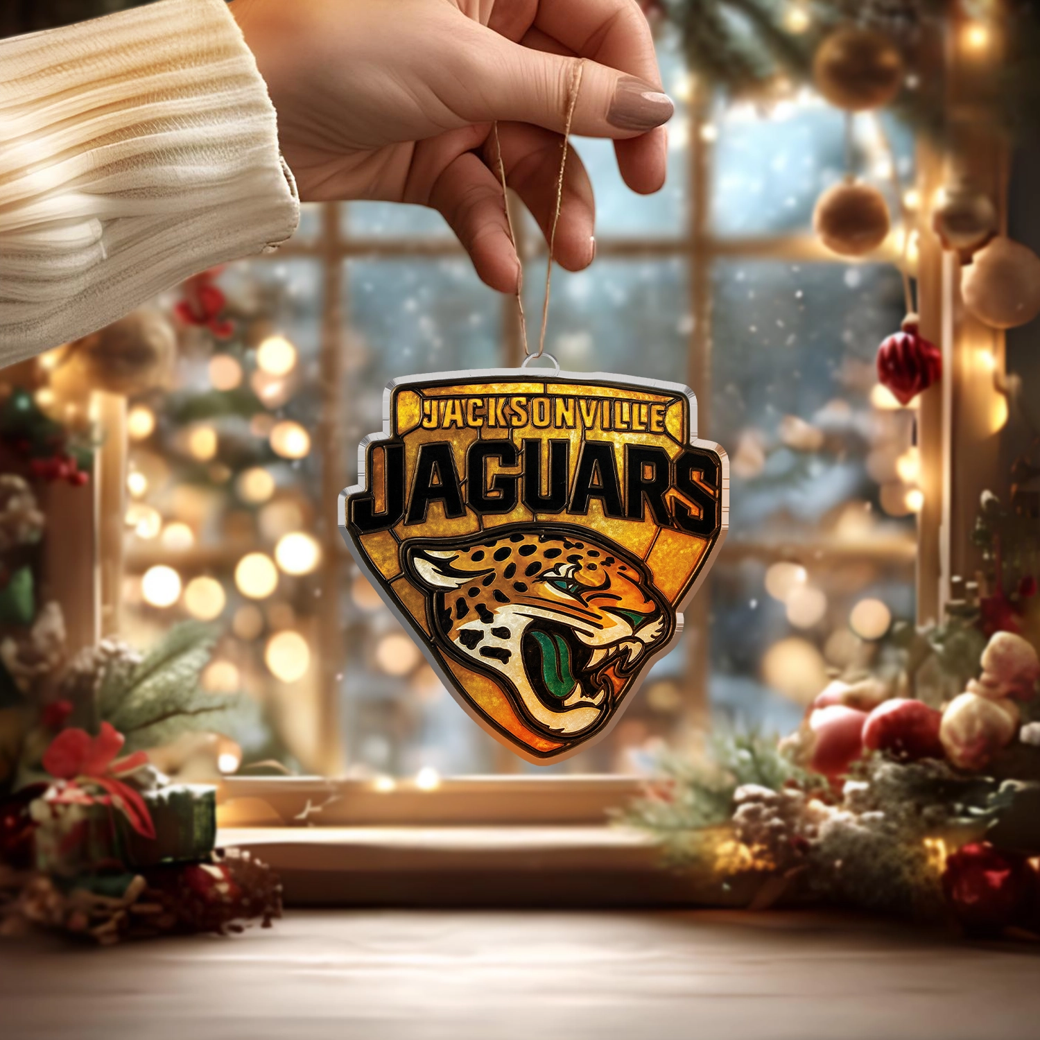 Sportswearmerch Jacksonville Jaguars NFL x Christmas Acrylic Ornament Gift For Fans