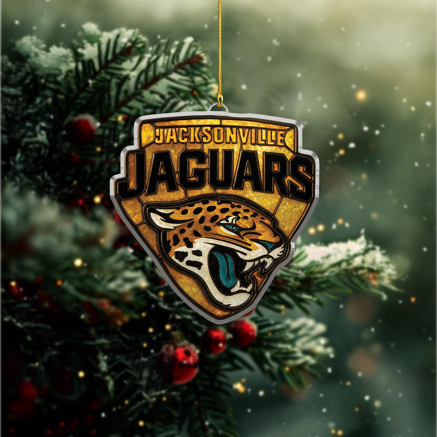 Sportswearmerch Jacksonville Jaguars NFL x Christmas Acrylic Ornament Gift For Fans