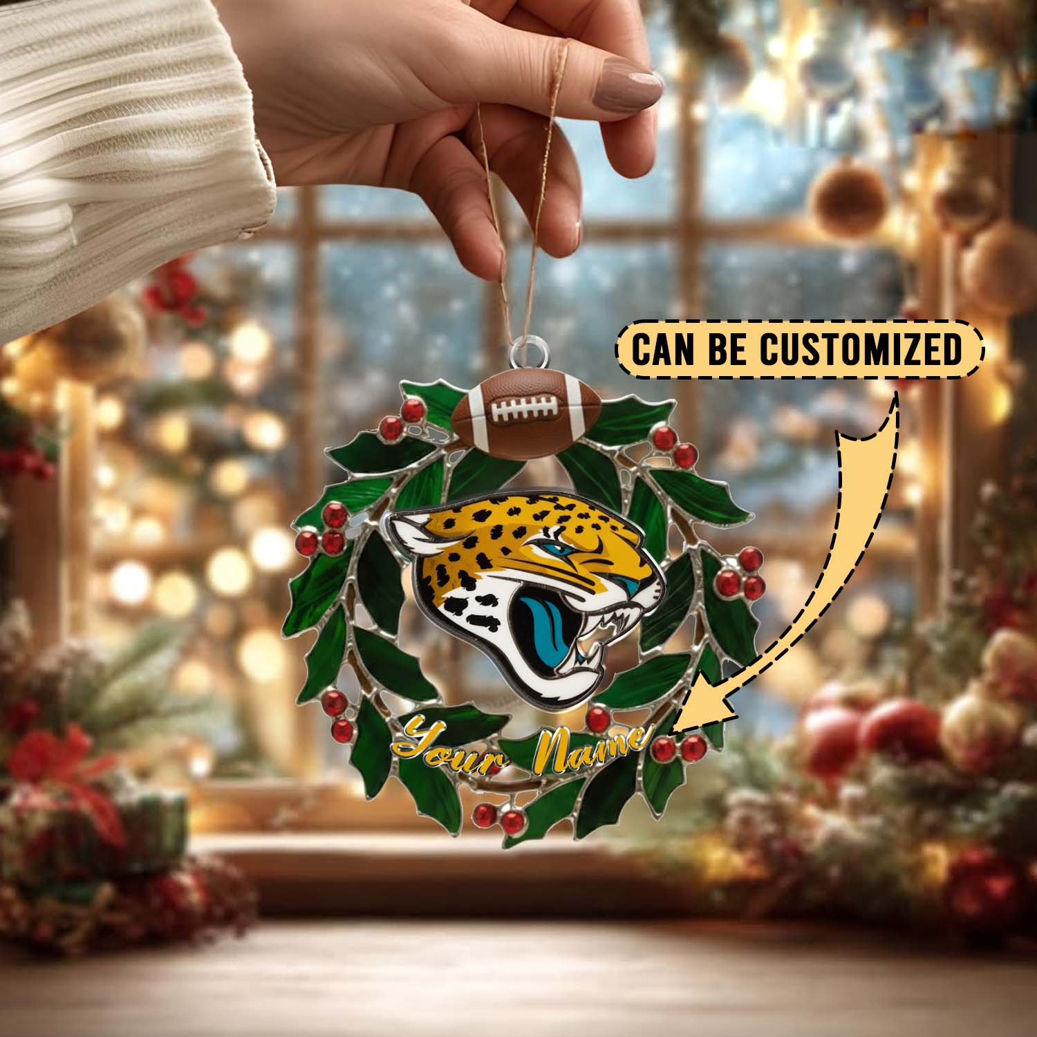 Sportswearmerch Jacksonville Jaguars NFL x Christmas Acrylic Ornament Gift For Fans