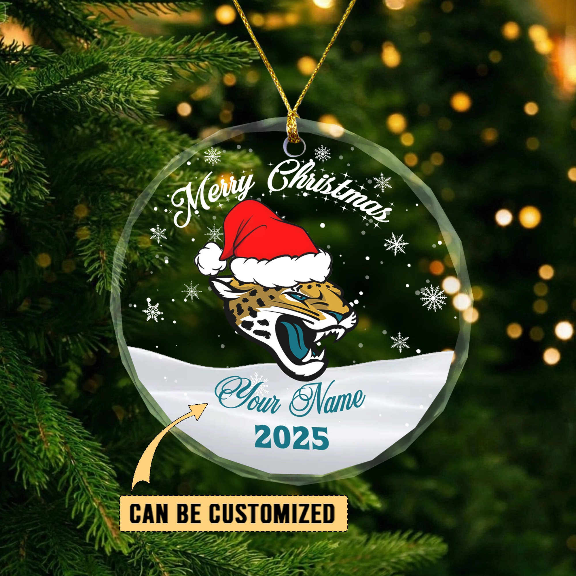 Sportswearmerch Jacksonville Jaguars NFL x Christmas Glass Ornament Gift For Fan