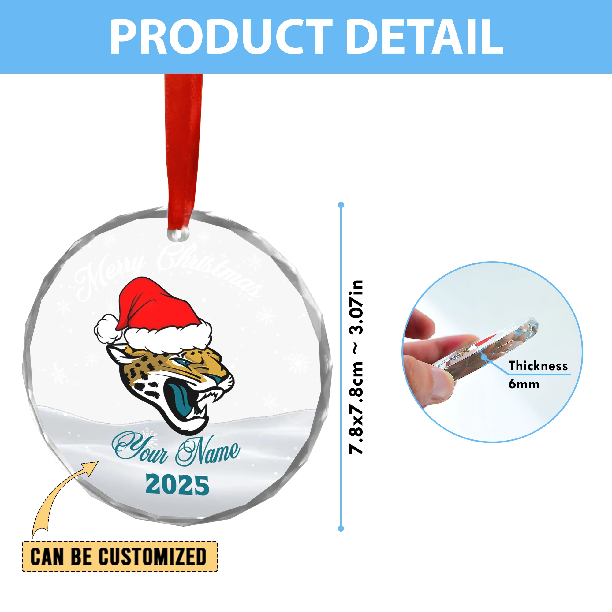 Sportswearmerch Jacksonville Jaguars NFL x Christmas Glass Ornament Gift For Fan