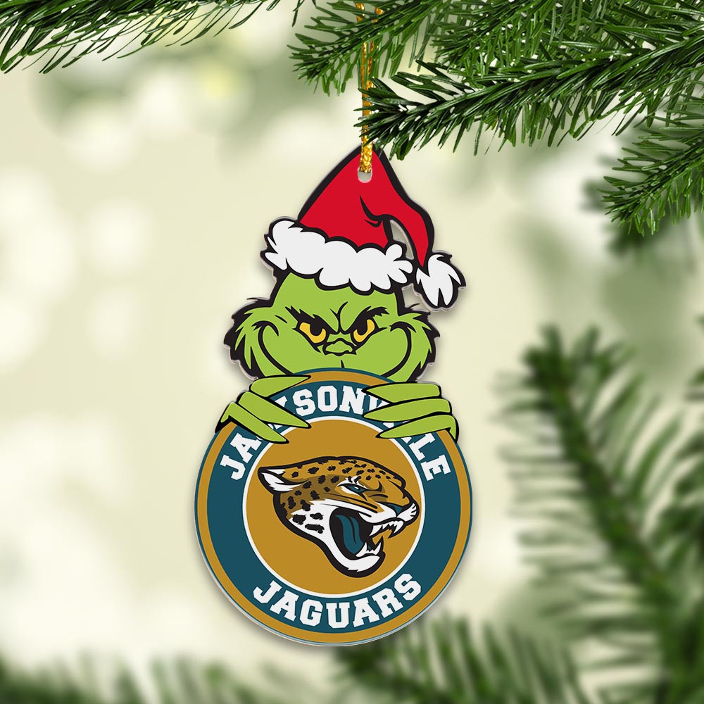 Sportswearmerch Jacksonville Jaguars NFL x Grinch Christmas Acrylic Ornament For Fans