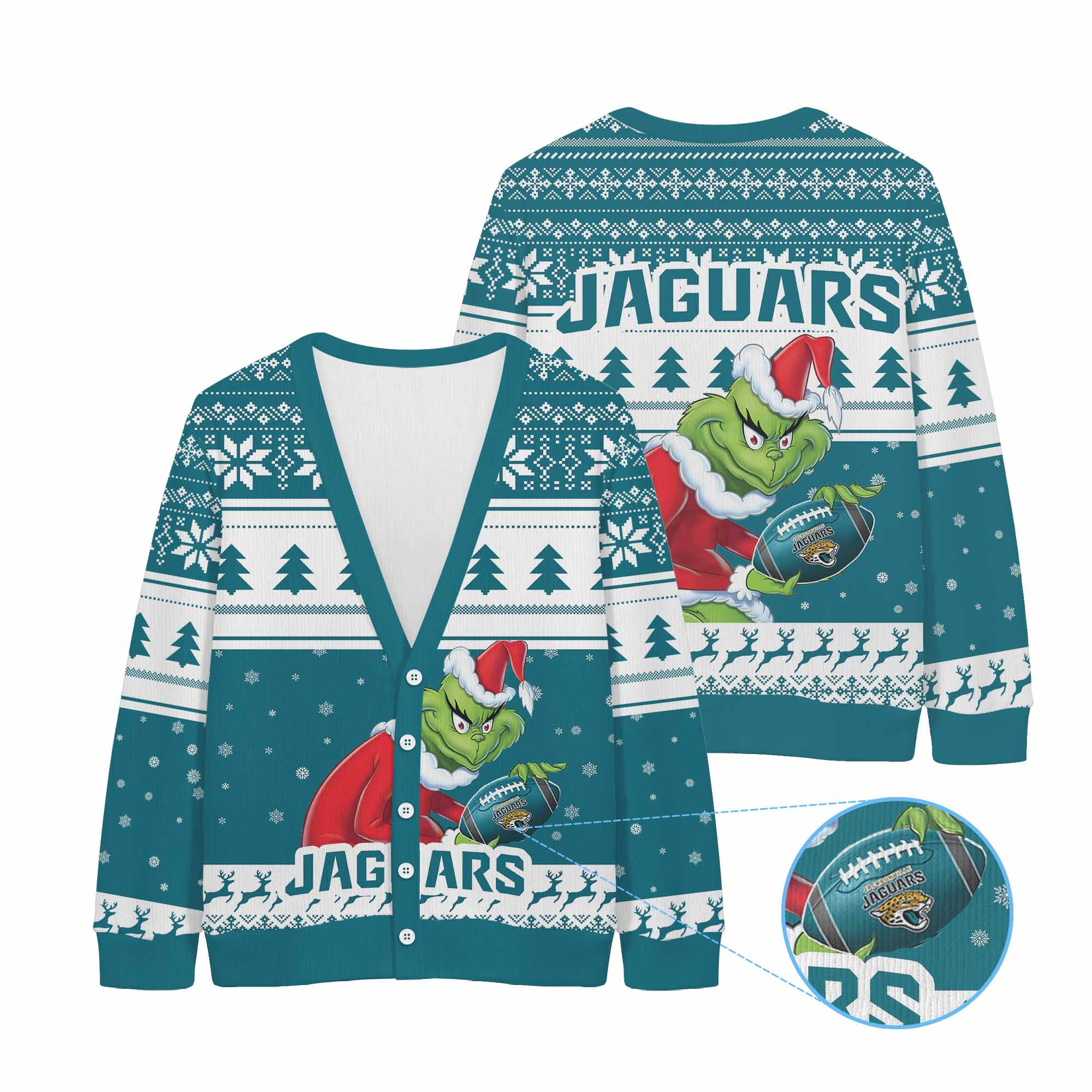 Sportswearmerch Jacksonville Jaguars NFL x Grinch Christmas Cardigan For Fan