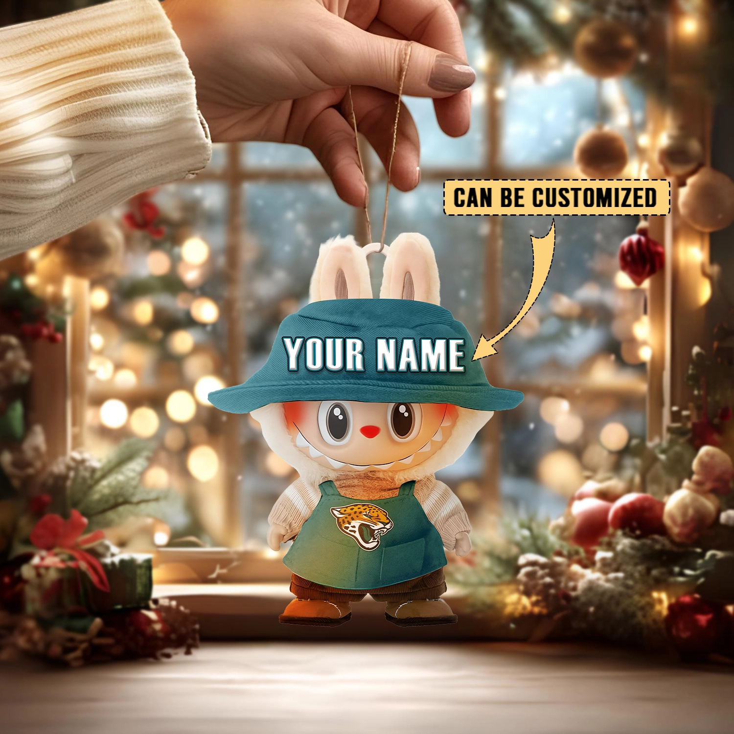 Sportswearmerch Jacksonville Jaguars NFL x Labubu Christmas Personalized Acrylic Ornament Gift For Fans