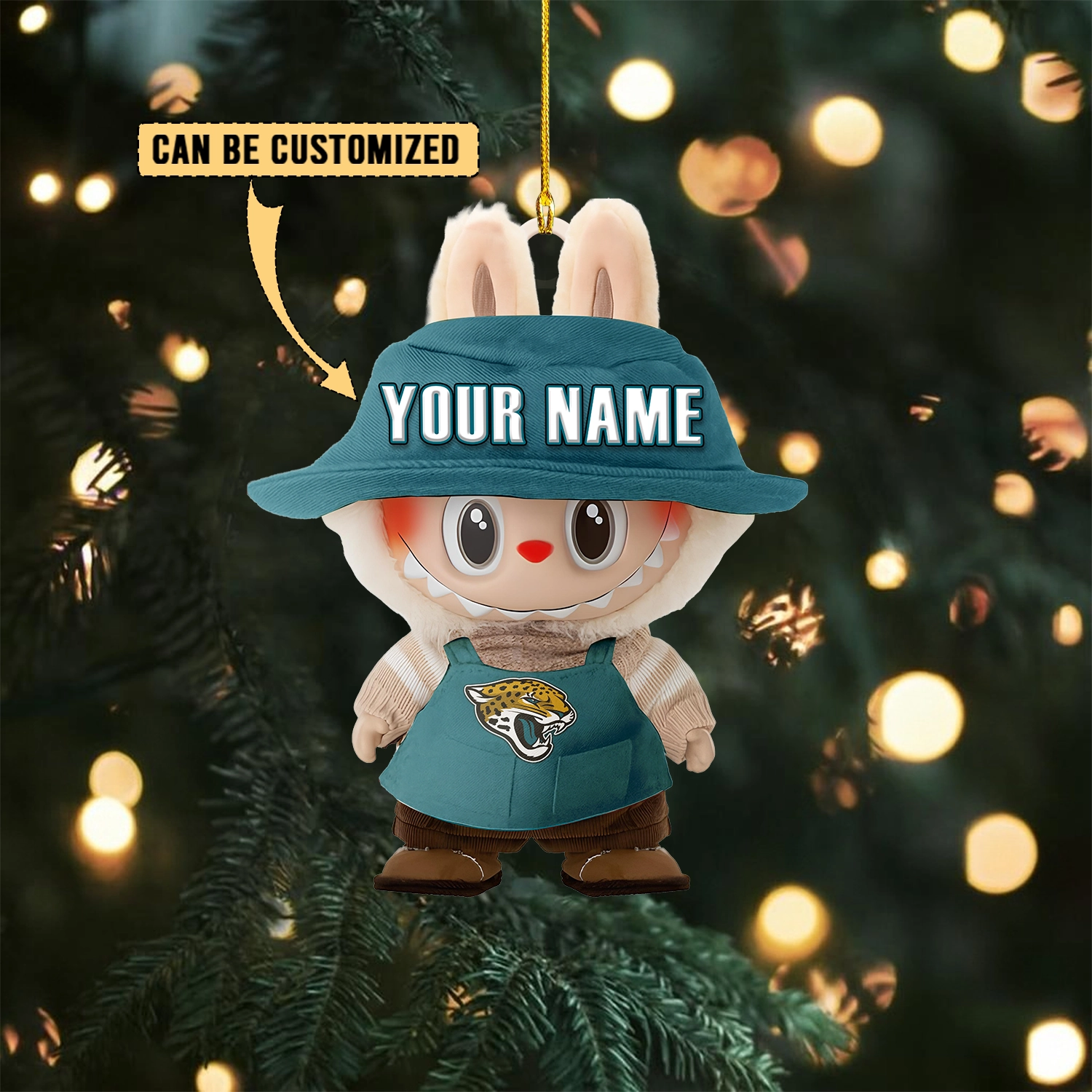 Sportswearmerch Jacksonville Jaguars NFL x Labubu Christmas Personalized Acrylic Ornament Gift For Fans
