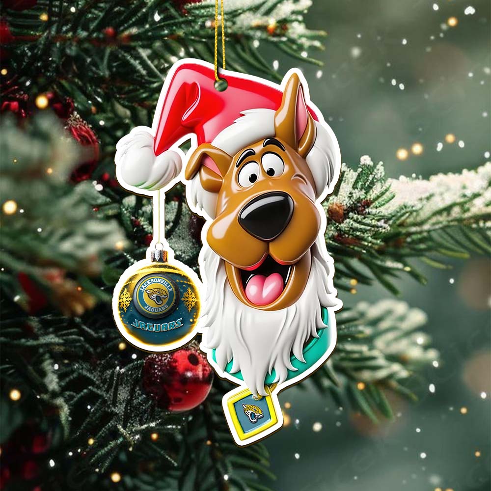 Sportswearmerch Jacksonville Jaguars NFL x Scooby doo x Christmas Acrylic Ornament Gift For Fan