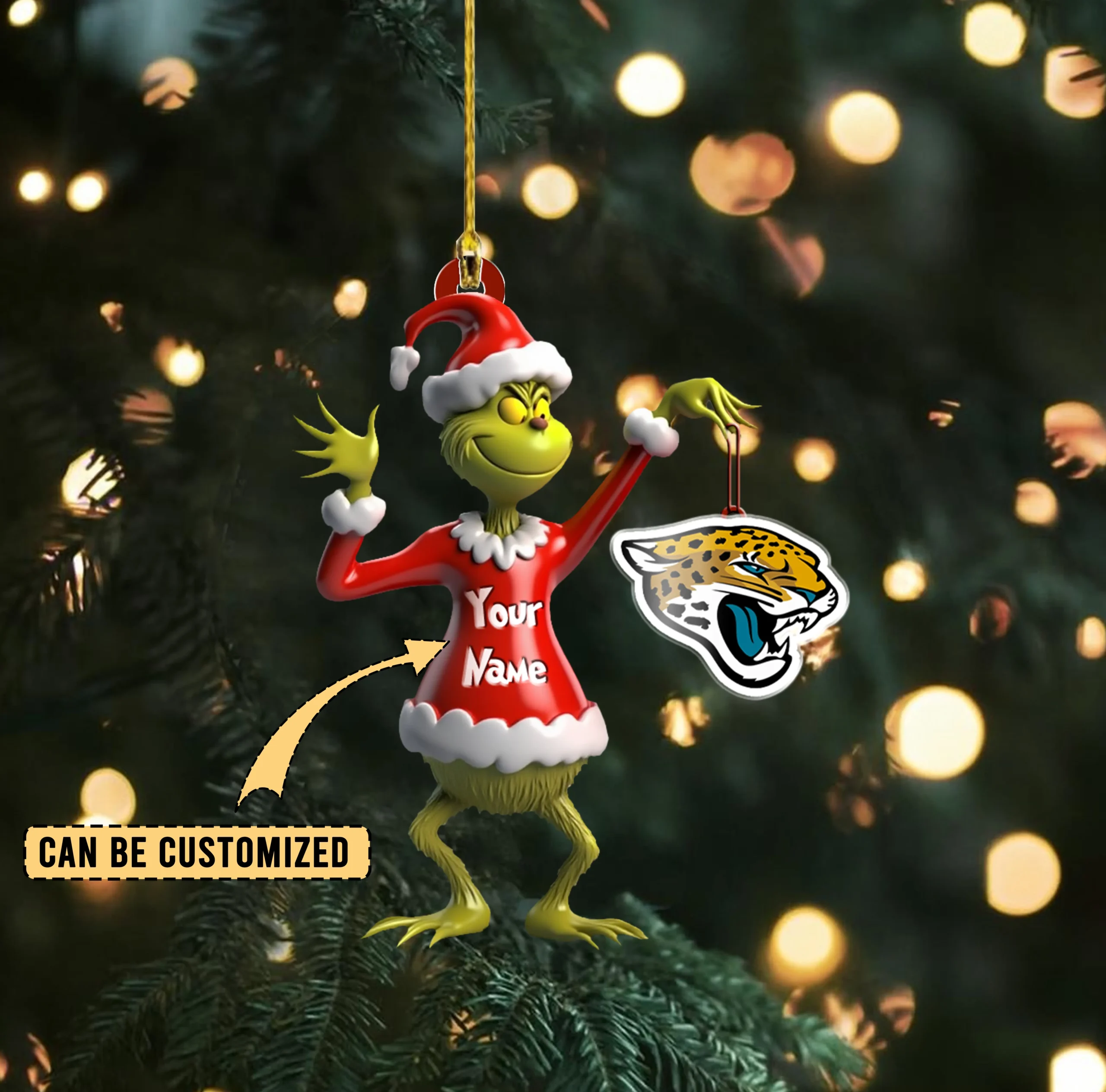 Sportswearmerch Jacksonville Jaguars NFL x The Grinch Acrylic Ornament Gift For Fans