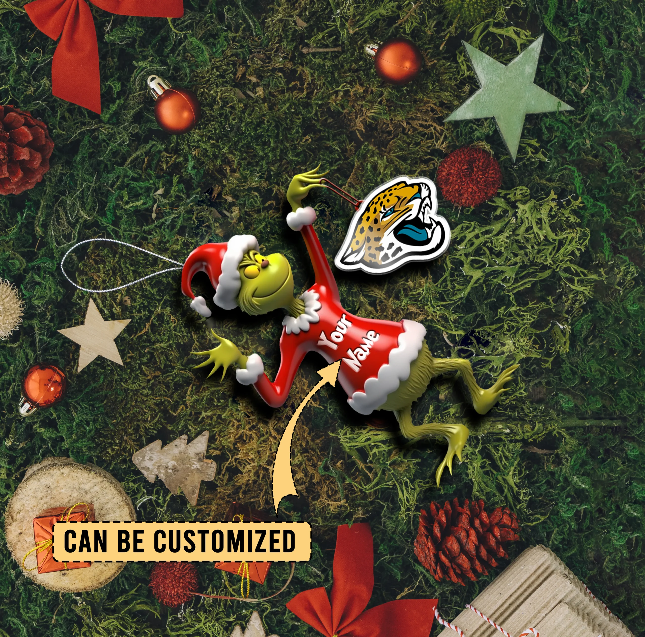 Sportswearmerch Jacksonville Jaguars NFL x The Grinch Acrylic Ornament Gift For Fans