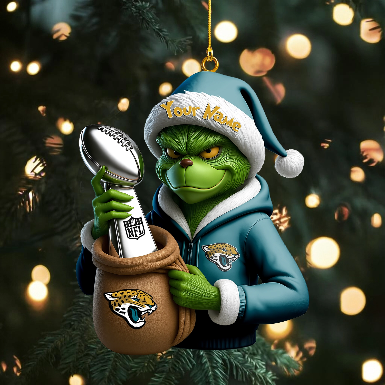 Sportswearmerch Jacksonville Jaguars NFL x The Grinch Acrylic Ornament Gift For Fans