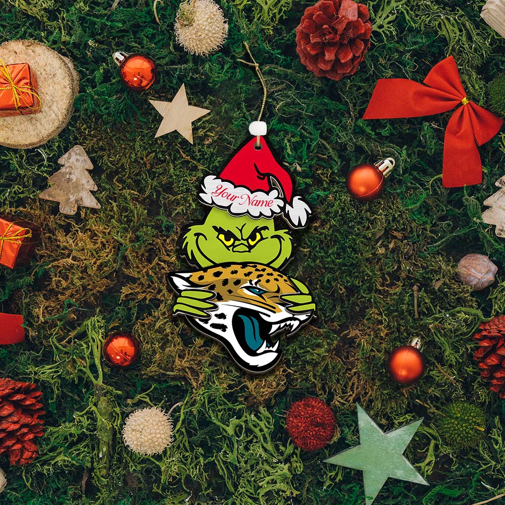 Sportswearmerch Jacksonville Jaguars NFL x The Grinch Christmas Acrylic Ornament Gift For Fans
