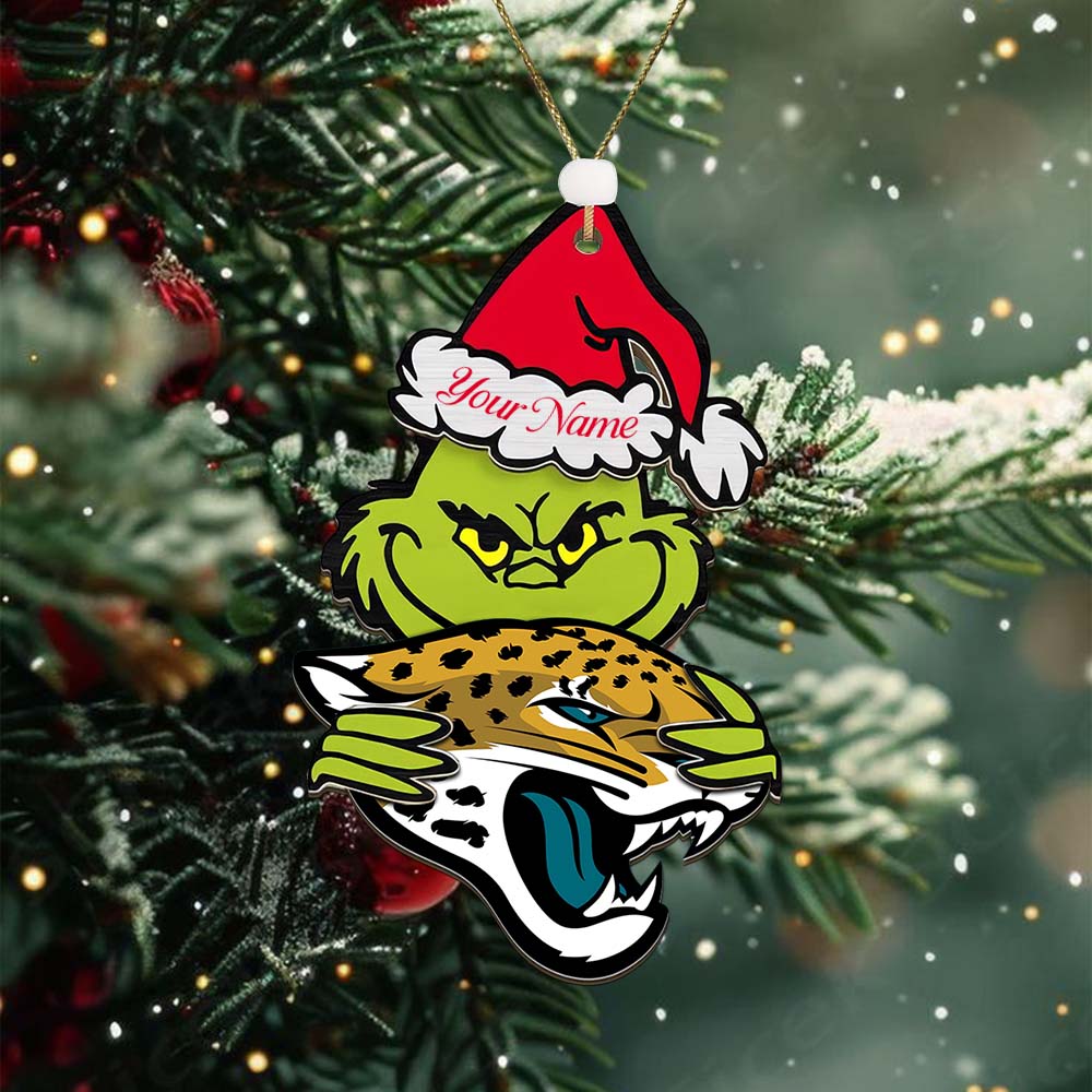 Sportswearmerch Jacksonville Jaguars NFL x The Grinch Christmas Acrylic Ornament Gift For Fans