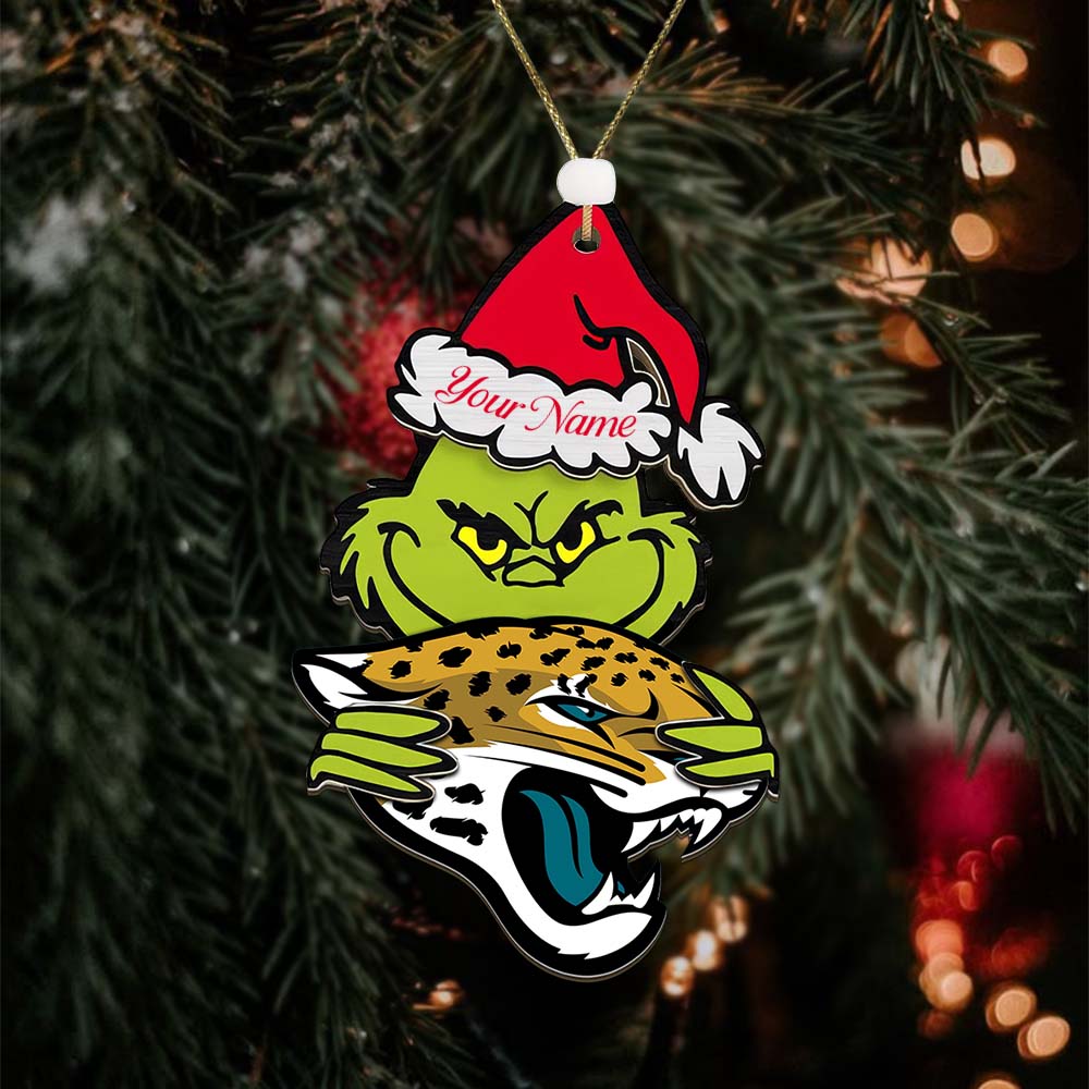 Sportswearmerch Jacksonville Jaguars NFL x The Grinch Christmas Acrylic Ornament Gift For Fans