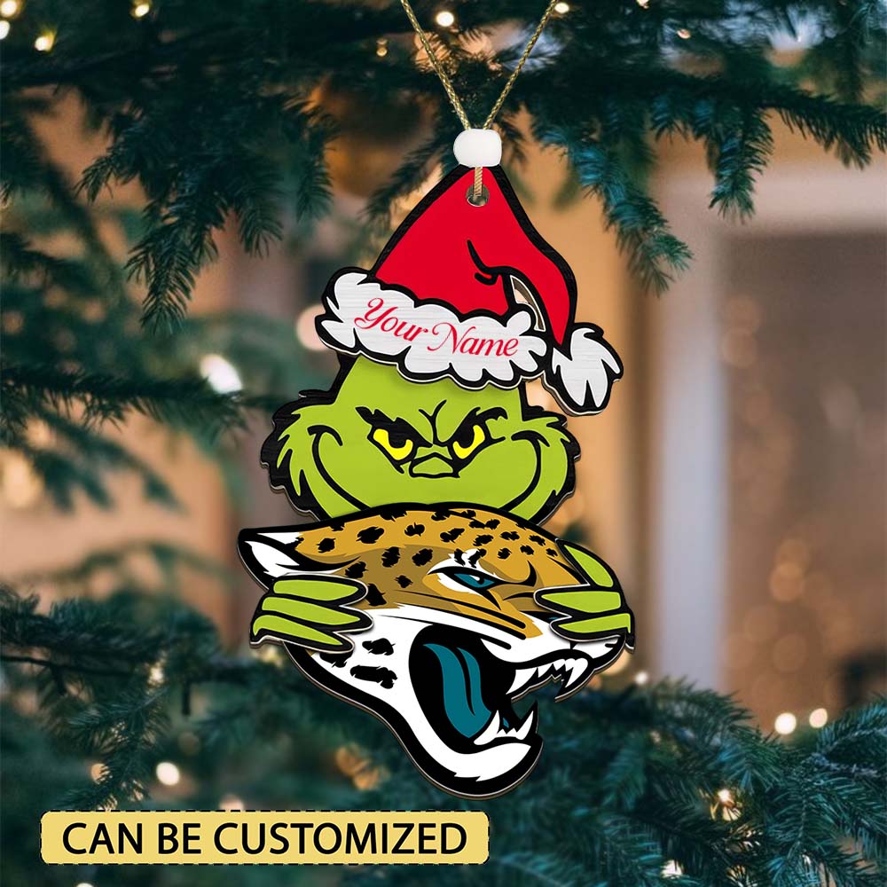 Sportswearmerch Jacksonville Jaguars NFL x The Grinch Christmas Acrylic Ornament Gift For Fans