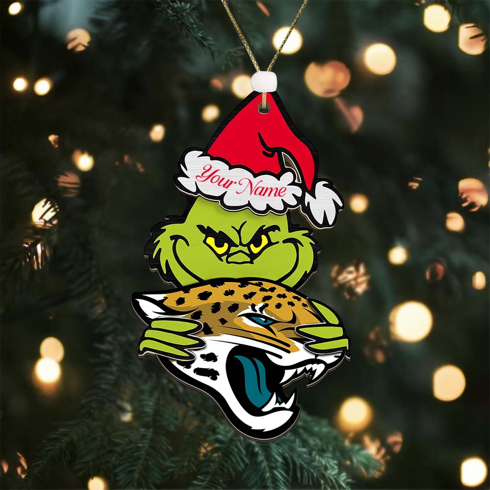 Sportswearmerch Jacksonville Jaguars NFL x The Grinch Christmas Acrylic Ornament Gift For Fans
