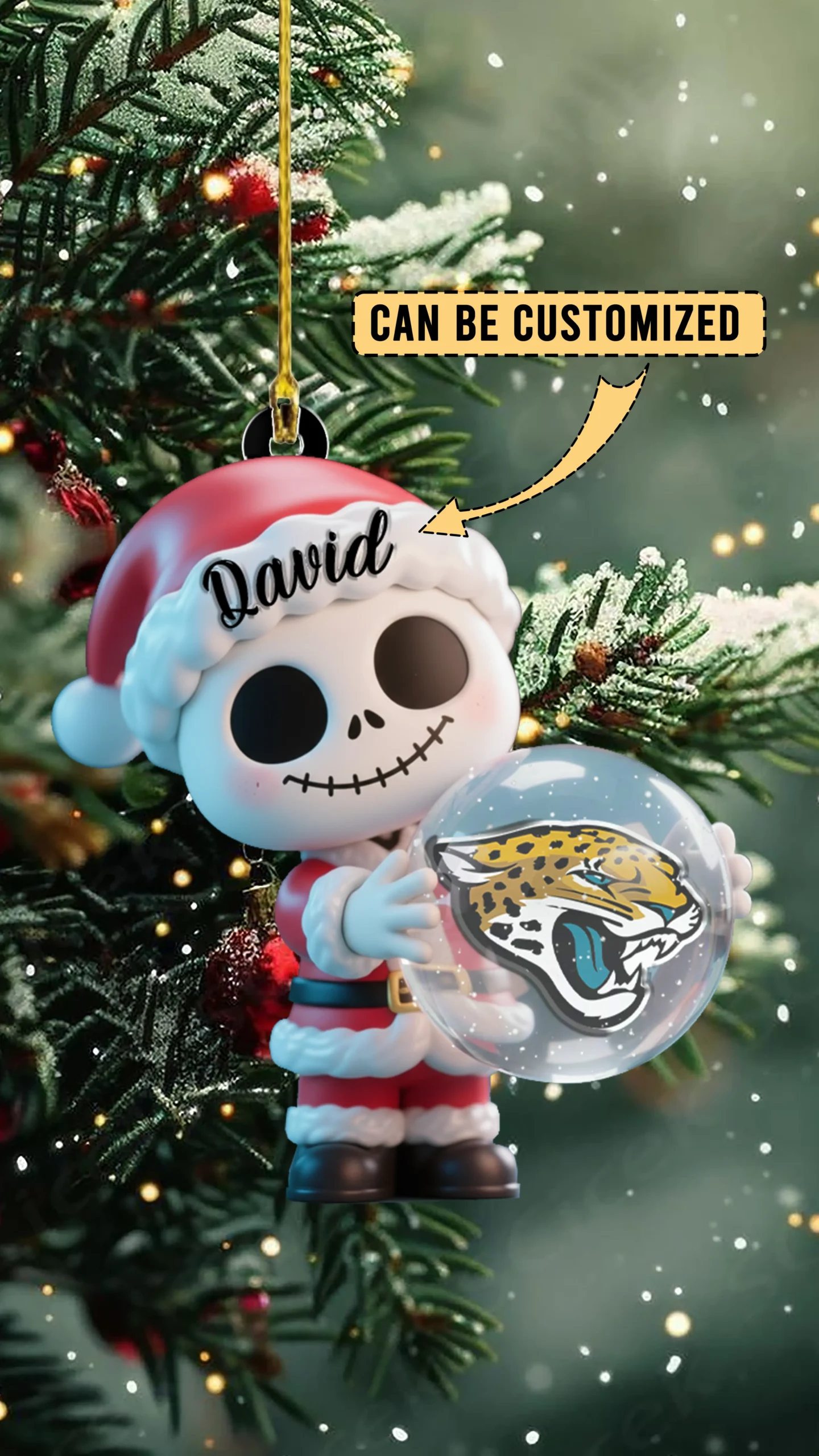 Sportswearmerch Jacksonville Jaguars NFL x The Nightmare Before Christmas Acrylic Ornament Gift For Fans