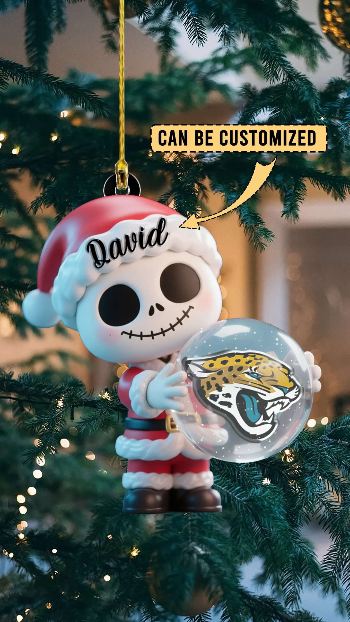 Sportswearmerch Jacksonville Jaguars NFL x The Nightmare Before Christmas Acrylic Ornament Gift For Fans