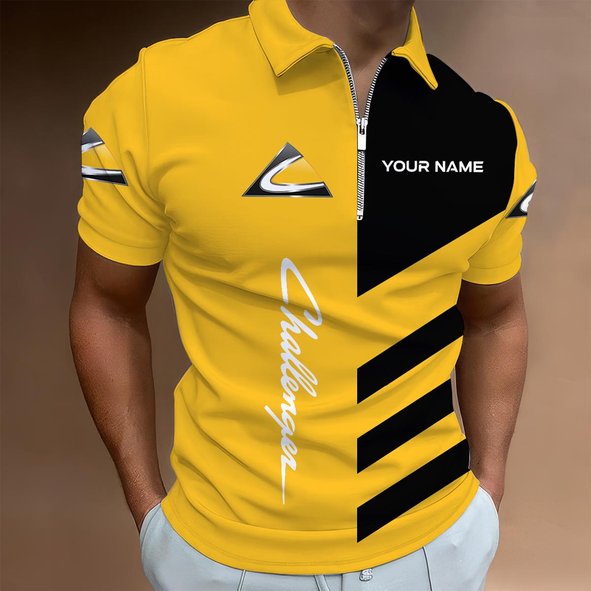 Sportswearmerch JCB Tractor Lapel Zip Polo Shirt For Fan