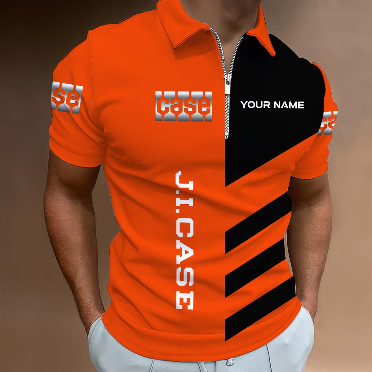 Sportswearmerch J.I. Case Tractor Lapel Zip Polo Shirt For Fan