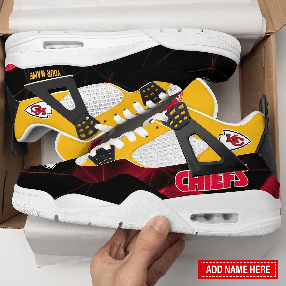 Sportswearmerch Kansas City Chiefs NFL Air Jordan 4 Sneaker AJ4 Sneakers Shoes For Men And Women