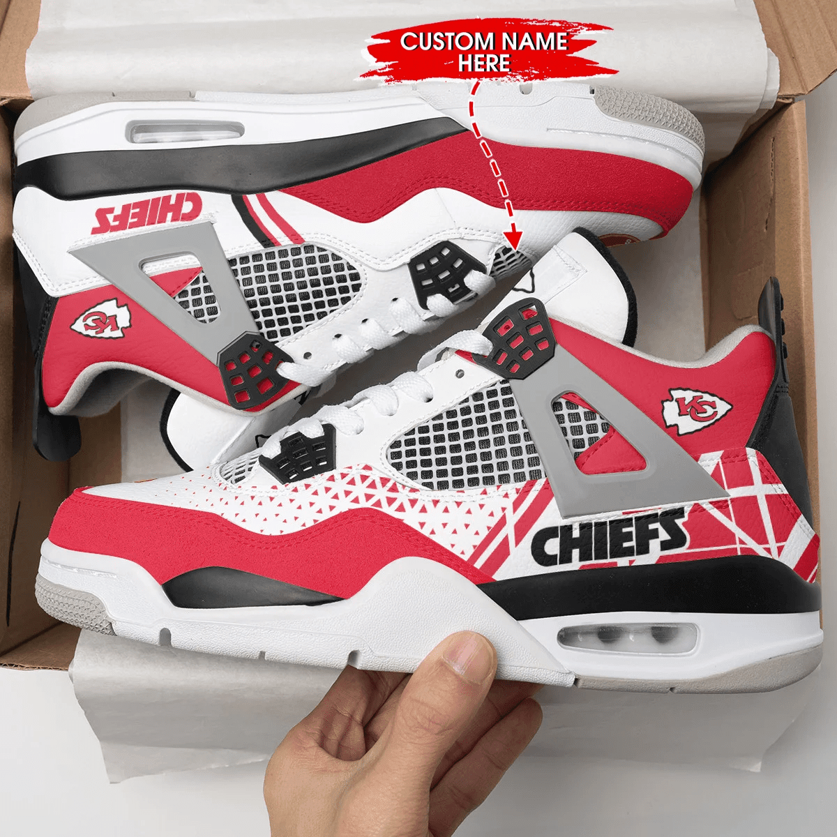 Sportswearmerch Kansas City Chiefs NFL Air Jordan 4 Sneaker AJ4 Sneakers Shoes For Men And Women