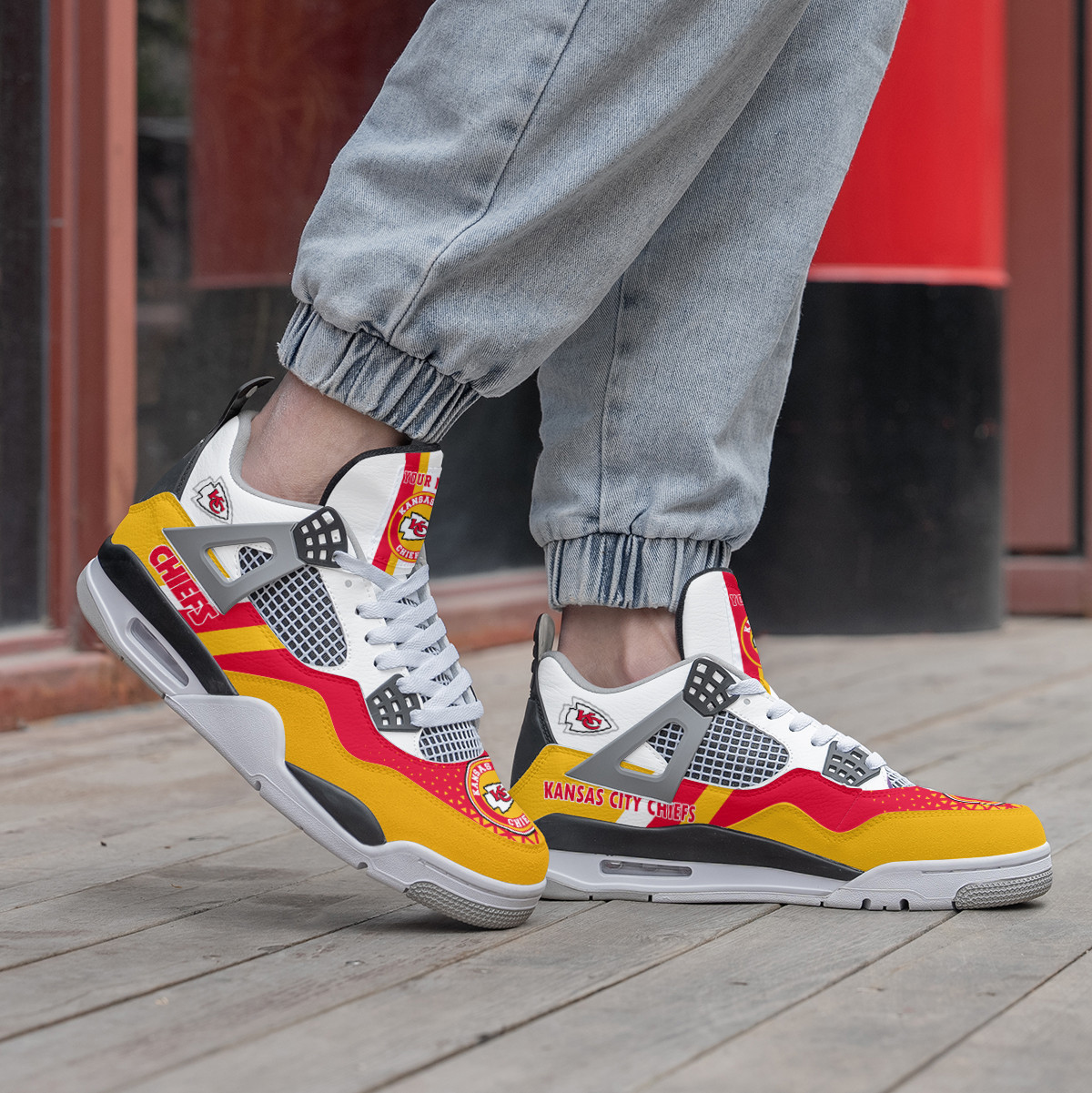 Sportswearmerch Kansas City Chiefs NFL Air Jordan 4 Sneaker AJ4 Sneakers Shoes For Men And Women