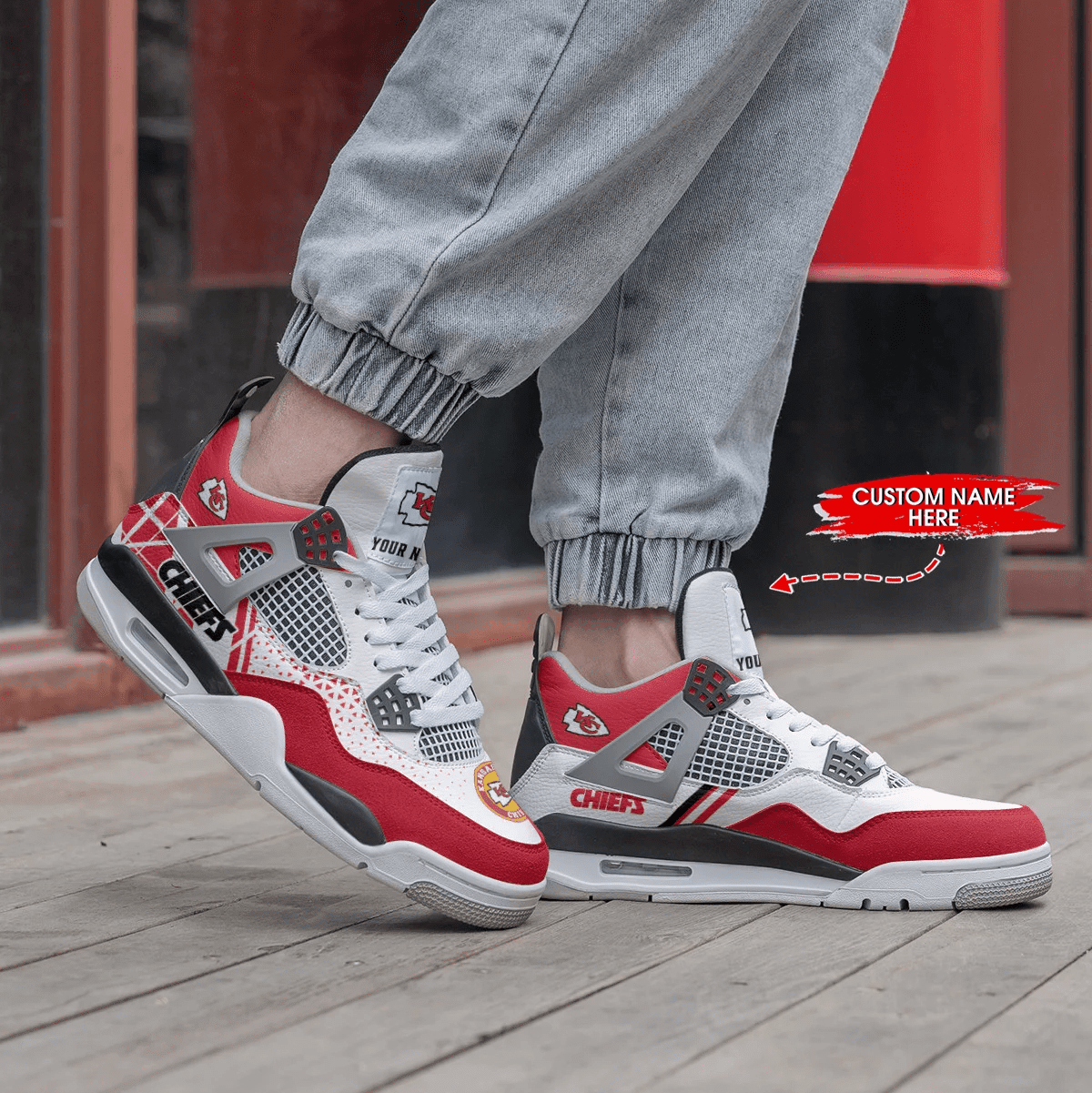 Sportswearmerch Kansas City Chiefs NFL Air Jordan 4 Sneaker AJ4 Sneakers Shoes For Men And Women