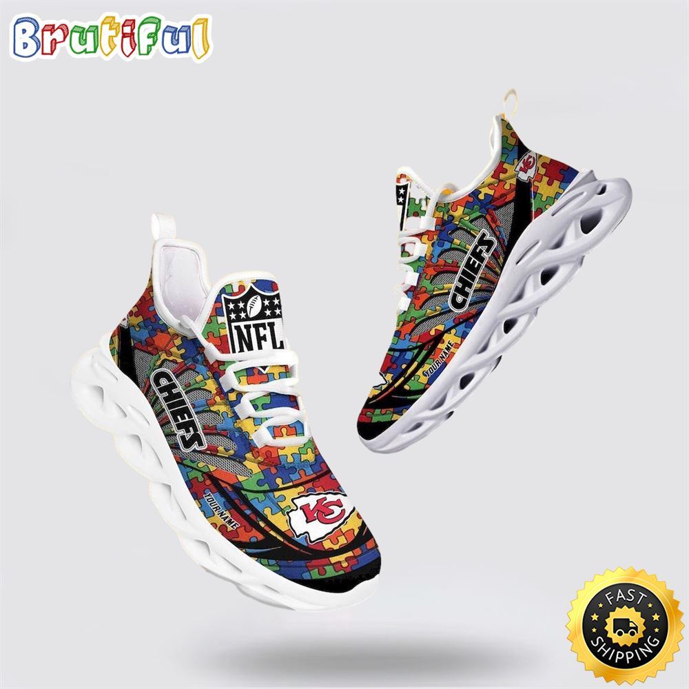Sportswearmerch Kansas City Chiefs NFL Autism Awareness Max Soul Shoes Perfect Gift For Football Fans For Fan