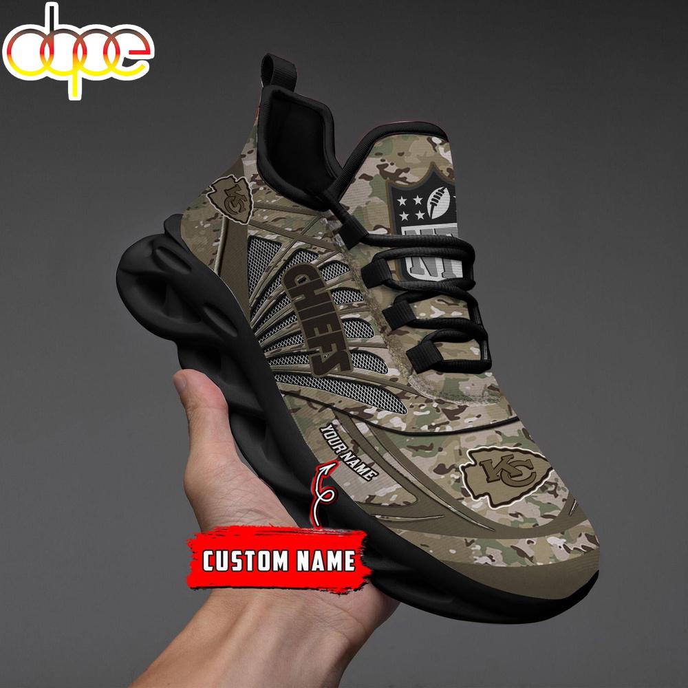Sportswearmerch Kansas City Chiefs NFL Camo Veteran Day Max Soul Shoes Sneakers For Men And Women