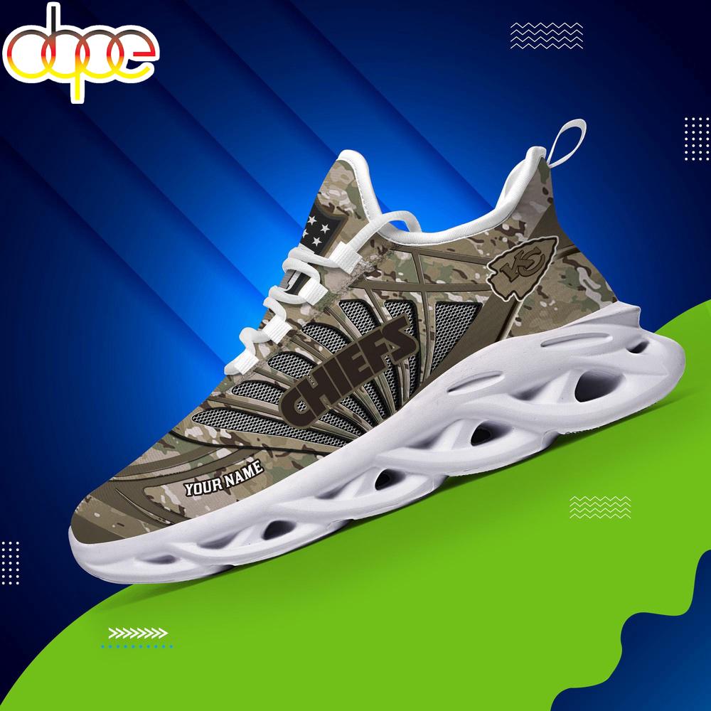Sportswearmerch Kansas City Chiefs NFL Camo Veteran Day Max Soul Shoes Sneakers For Men And Women