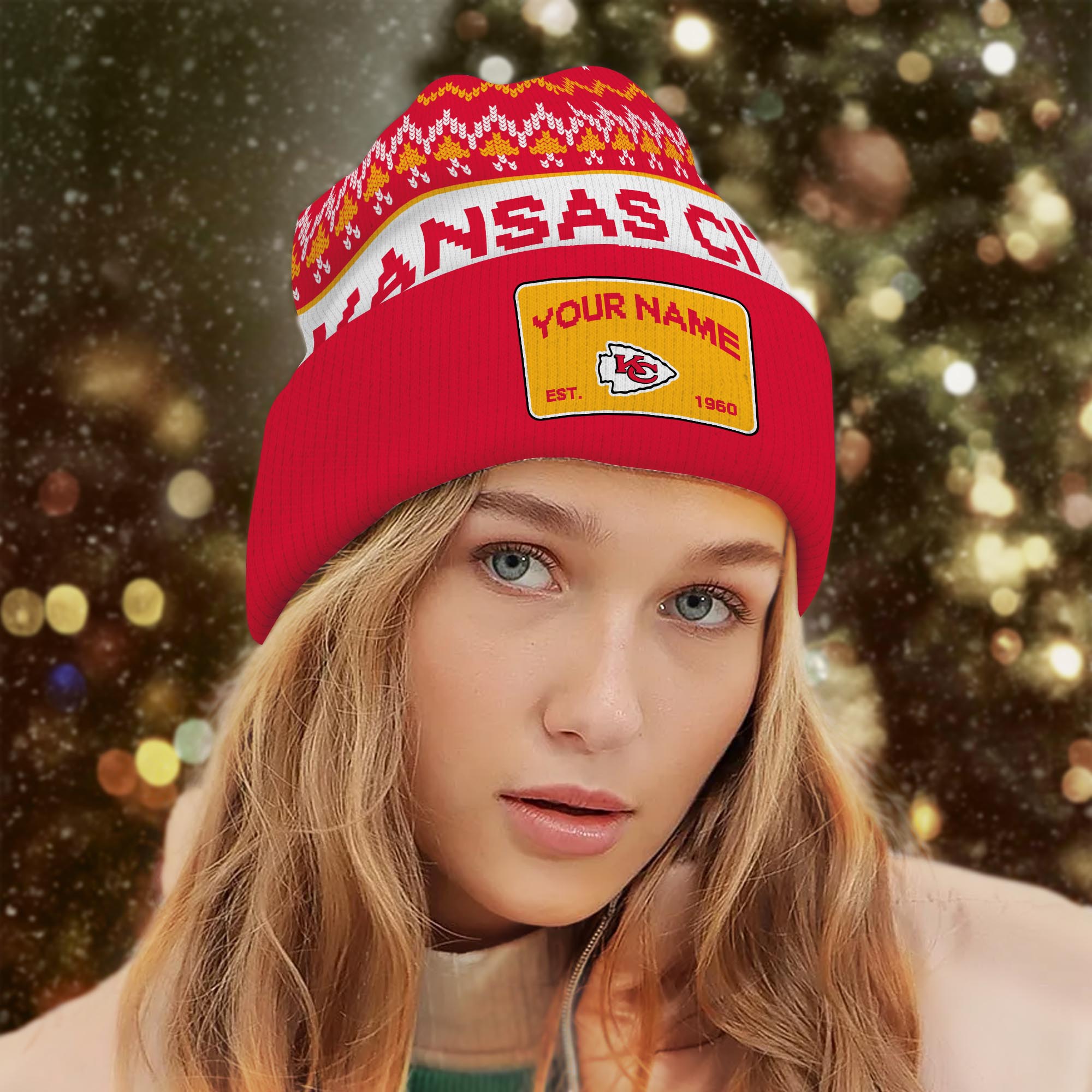 Sportswearmerch Kansas City Chiefs NFL Christmas Beanie Hat For Fan